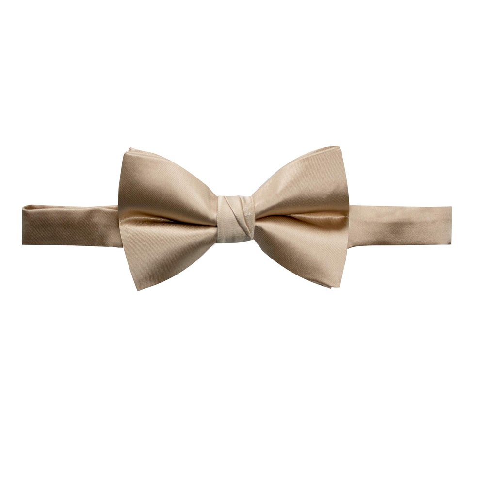 Spring Notion Men's Solid Color Satin Microfiber Bow Tie Champagne