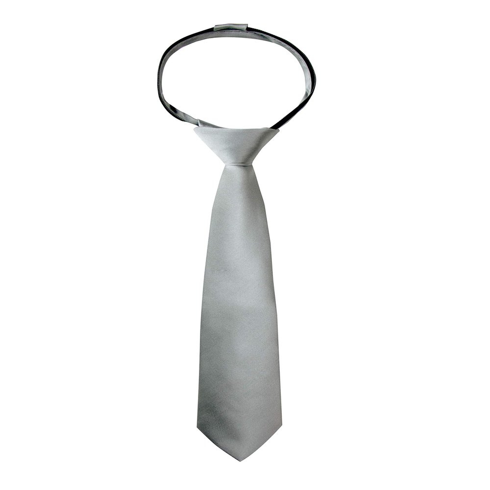 Spring Notion Boys' Solid Color Microfiber Zipper Tie Small Grey