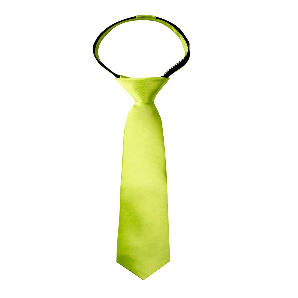 Spring Notion Boys' Solid Color Microfiber Zipper Tie Small Lime