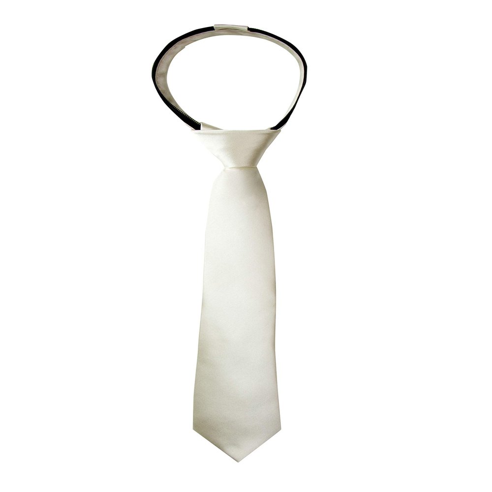 Spring Notion Boys' Solid Color Microfiber Zipper Tie Large Ivory