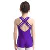 Alvivi Kids Girls Sleeveless Strappy Back Gymnastics Dance Leotard Unitard Jumpsuit with Shorts Purple 9-10 Years