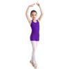 Alvivi Kids Girls Sleeveless Strappy Back Gymnastics Dance Leotard Unitard Jumpsuit with Shorts Purple 9-10 Years view 3