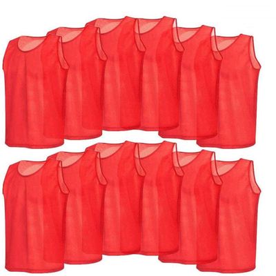 Thur amo 12Pack Adult Training Vests, Scrimmage Jersey Bibs Pinnies (Red)