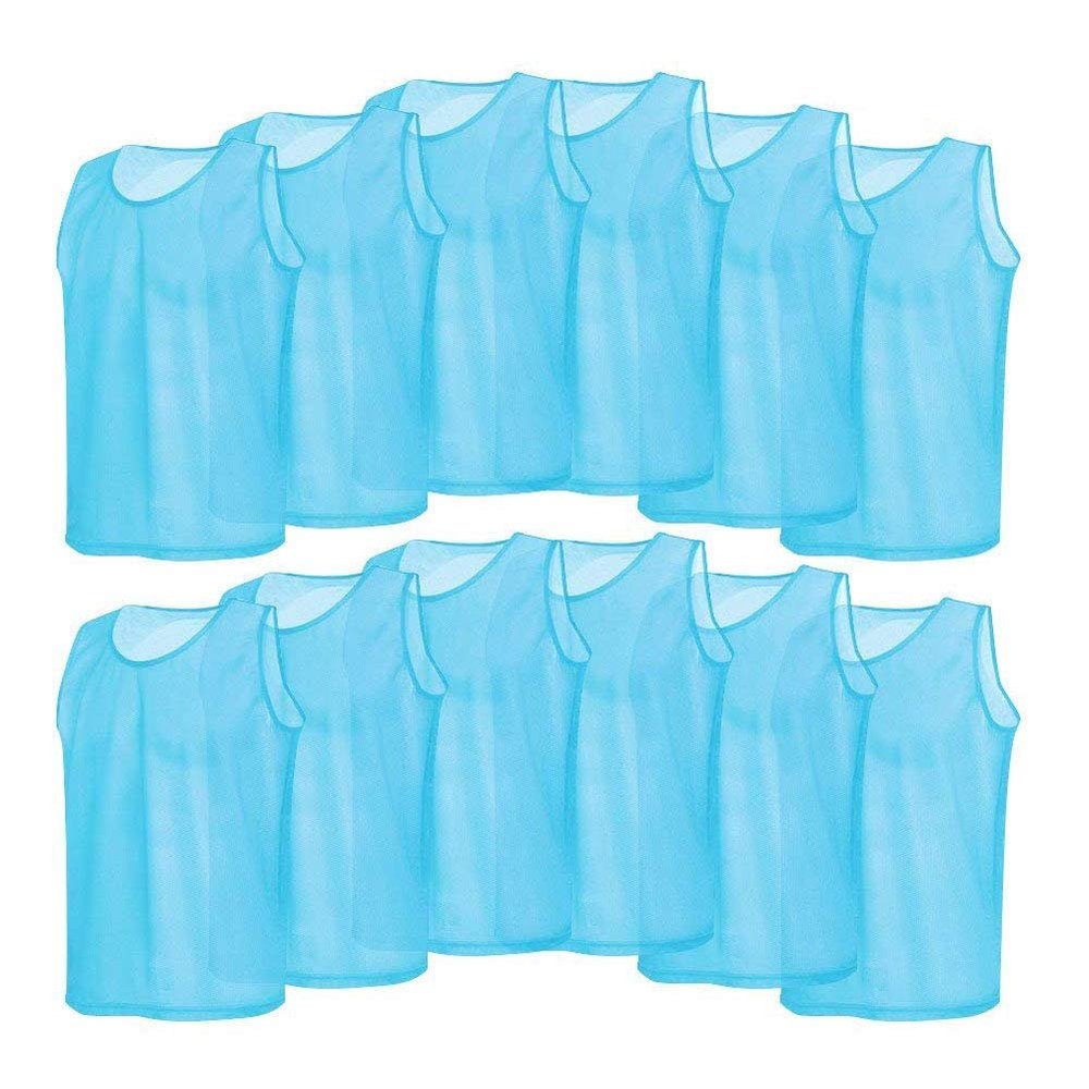 Thur amo 12Pack Adult Training Vests Scrimmage Jersey Bibs Pinnies (Blue)