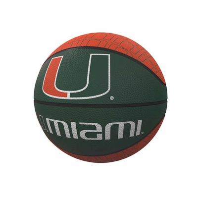 Logo Brands NCAA Miami Hurricanes Unisex Repeating Mini-Size Rubber Basketball, Miniature, Team Color