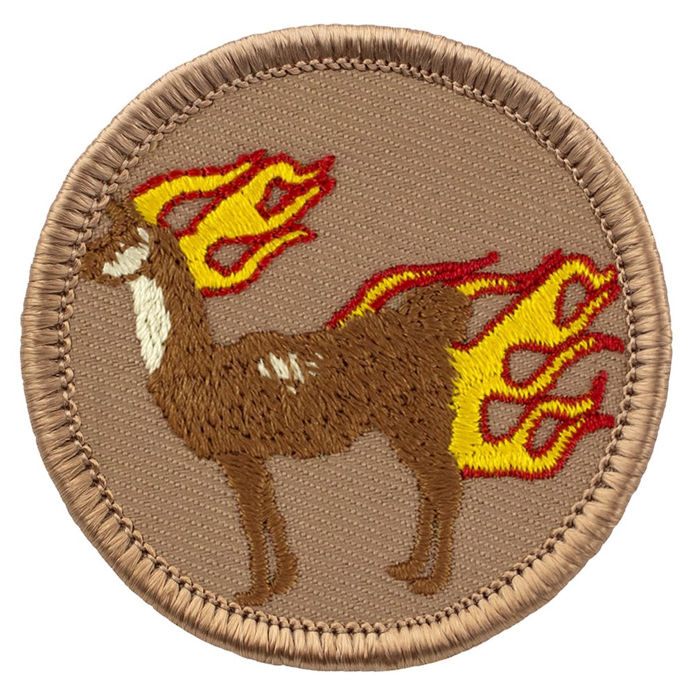 Flaming Llama Patrol Patch - 2" Diameter Round Embroidered Patch (Hook-Fastener)