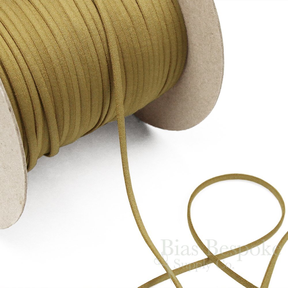 12 Yards of Leo 4mm Oval Elastic for Bra Straps or Lacing, Honey Gold, Made in Italy