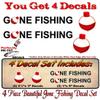 4 Decal Set 2 Gone Fishing 1"x 9" and 2 Fishing Bobber 3'' Vinyl Decals Truck Boat Sticker Fish Tackle Box Stickers (4 Decal Set) view 2