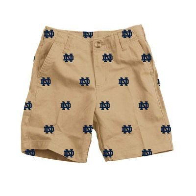 Wes & Willy Notre Dame Fighting Irish Embroidered Twill Short Beige