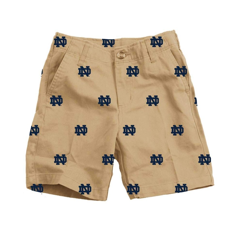 Wes & Willy Notre Dame Fighting Irish Embroidered Twill Short Beige