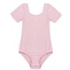 dPois Kids Girls Short Sleeve Ballet Leotard Gymnastics Bodysuit Dancewear Team Basic Athletic Stretchy Unitard Pink 6 view 1