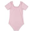 dPois Kids Girls Short Sleeve Ballet Leotard Gymnastics Bodysuit Dancewear Team Basic Athletic Stretchy Unitard Pink 6 view 2