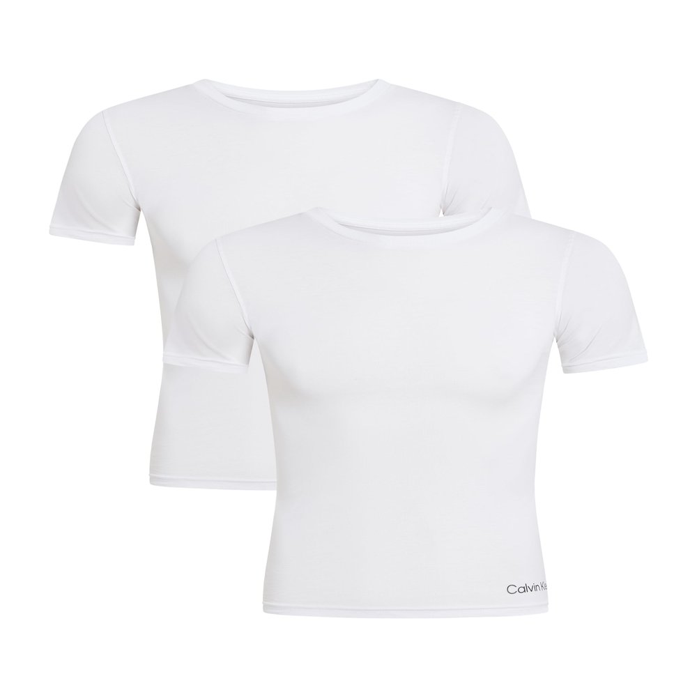 Calvin Klein Kids Boys' Short Sleeve Cotton Crewneck T-Shirt Multipack, 2 Pack - Classic White, X-Large