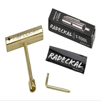 RADECKAL Compact Pocket Skate Tool- T Tool All in One Skate Tool for Skateboards, Longboards, Mini Skateboards, and Cruisers- Collapses to a Compact Size to Fit in Your Pocket (Gold)