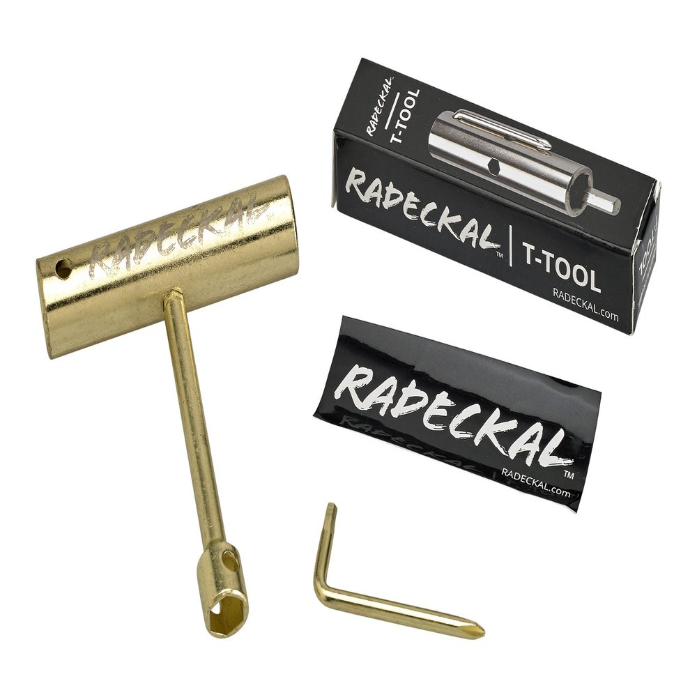 RADECKAL Compact Pocket Skate Tool- T Tool All in One Skate Tool for Skateboards, Longboards, Mini Skateboards, and Cruisers- Collapses to a Compact Size to Fit in Your Pocket (Gold)