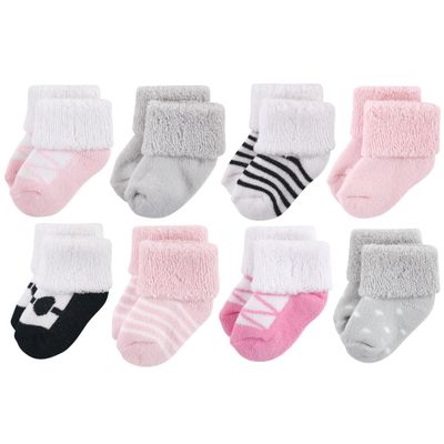 Luvable Friends baby boys Newborn and Terry Socks, Pink Black Ballet, 0-6 Months US