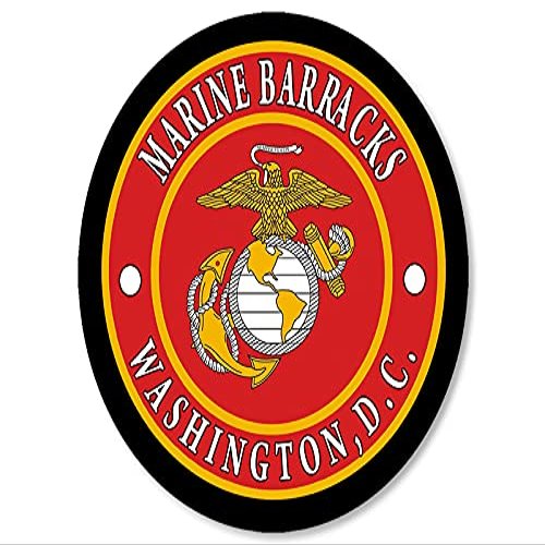 Round Marine Barracks Washington DC Sticker (Logo Base USMC Marine Corps Camp Lejeune NC Seal Vinyl Decal (3 inch) USMC Licensed