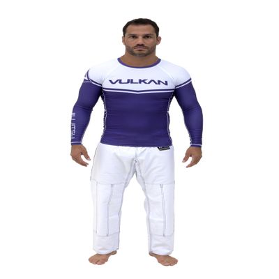 Vulkan Fight Company Brazilian Jiu Jitsu, Mens BJJ Power Competition Long-Sleeve Rashguard for Martial Arts Sports, Purple, Size XL