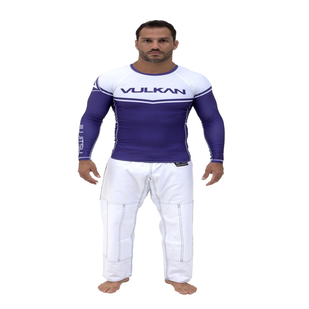 Vulkan Fight Company Brazilian Jiu Jitsu, Mens BJJ Power Competition Long-Sleeve Rashguard for Martial Arts Sports, Purple, Size XL