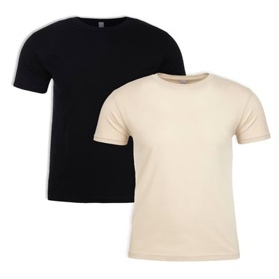 Next Level N6210 T-Shirt, Black + Cream (2 Pack), Large