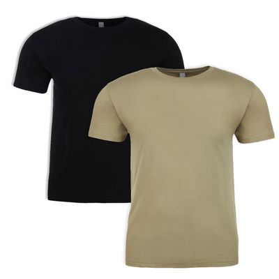 Next Level N6210 T-Shirt, Black + Light Olive (2 Pack), X-Small