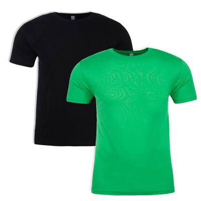 Next Level N6210 T-Shirt, Black + Kelly Green (2 Pack), X-Small