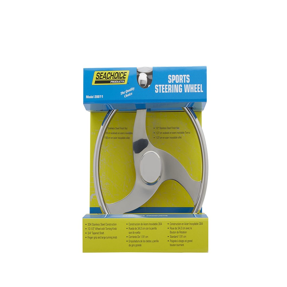 SEACHOICE 13-1/2 in. Stainless Steel Steering Wheel w/Knob