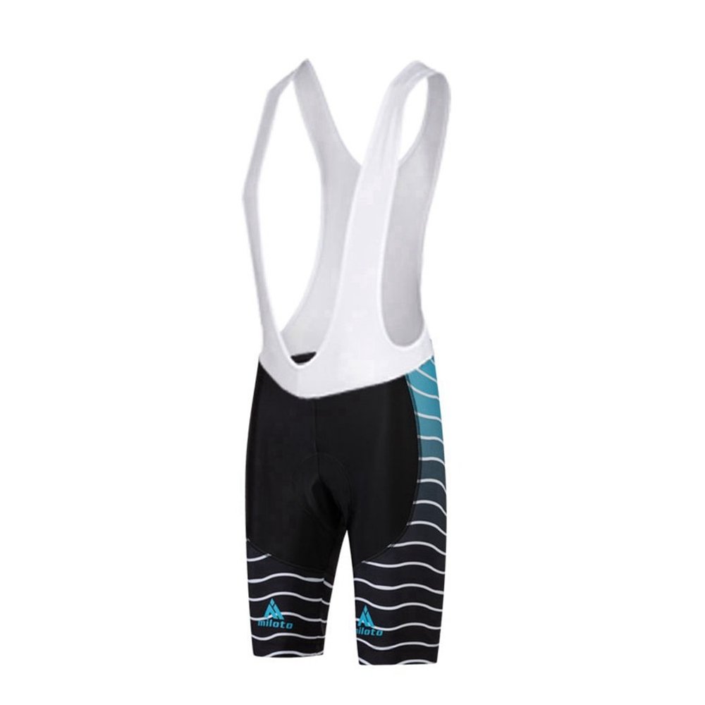 Uriah Men's Cycling Bib Shorts White 3D Coolmax Gel Padded Waves Blue Size XXL(CN)