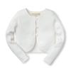 Hope & Henry Girls' Organic Cropped Curved Hem Cardigan, XX-Small (2-3), White view 1