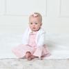 Hope & Henry Girls' Organic Cropped Curved Hem Cardigan, XX-Small (2-3), White view 2
