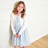 Hope & Henry Girls' Organic Cropped Curved Hem Cardigan, XX-Small (2-3), White view 3