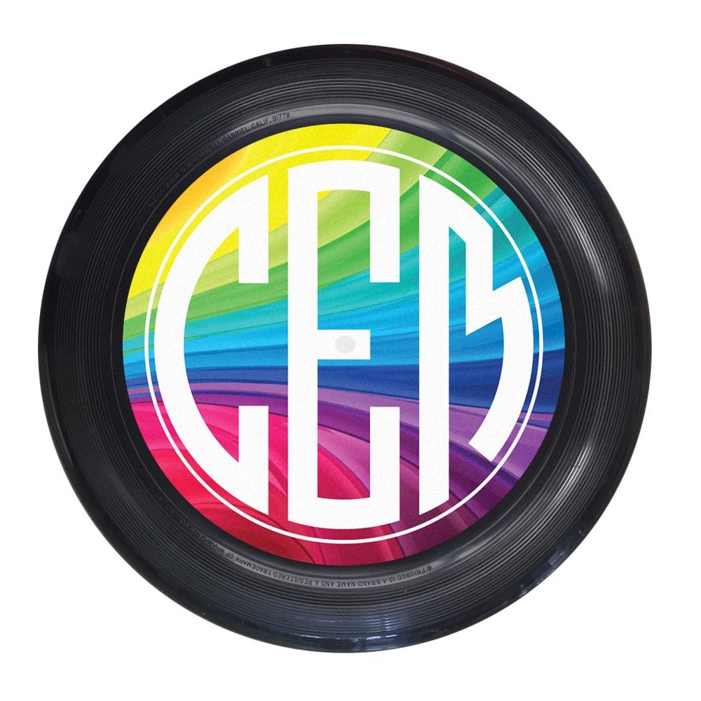 Infusion Wham-O Custom Initials Rainbow Monogram Ultimate Frisbee Disc - 175g, Black