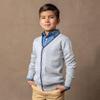Hope & Henry Baby Boys' Organic Long Sleeve Tipped Cardigan Sweater, 6-12 Months, Light Gray Heather with Navy view 2