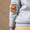 Hope & Henry Baby Boys' Organic Long Sleeve Tipped Cardigan Sweater, 6-12 Months, Light Gray Heather with Navy view 4