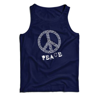 lepni.me Men's Tank Top Peace Symbol 60s 70s Hippy Hippie Sign Summer Festival (Medium Blue Multi Color)