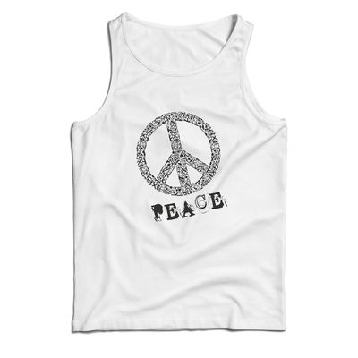 lepni.me Men's Tank Top Peace Symbol 60s 70s Hippy Hippie Sign Summer Festival (X-Large White Multi Color)