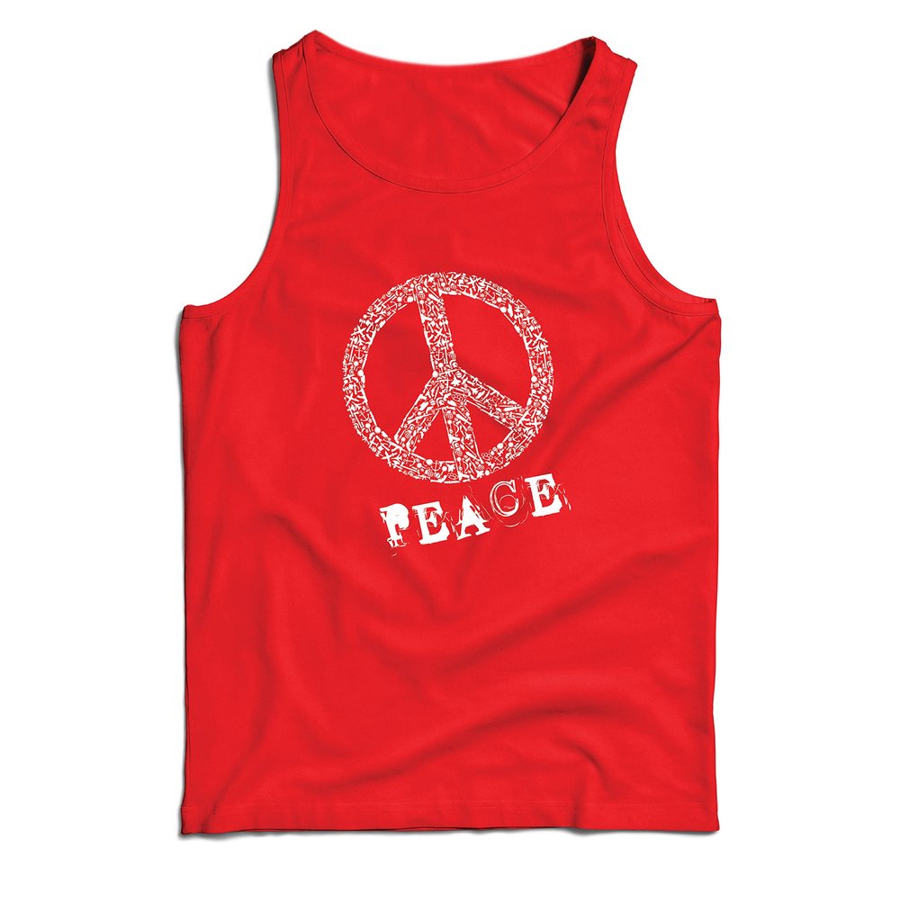 lepni.me Men's Tank Top Peace Symbol 60s 70s Hippy Hippie Sign Summer Festival (XX-Large Red Multi Color)