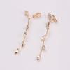 Grace Jun Silver Plated CZ Rhinestone Long Tassel Drop Earrings and Clip on Earrings No Pierced for Women (Gold clip on) view 3