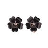 GRACE JUN Gold Plated Opal Flower Shape Clip on Earrings Non Piercing for Women Luxury Jewelry Cuff Earrings (Black) view 1
