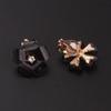 GRACE JUN Gold Plated Opal Flower Shape Clip on Earrings Non Piercing for Women Luxury Jewelry Cuff Earrings (Black) view 2