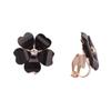 GRACE JUN Gold Plated Opal Flower Shape Clip on Earrings Non Piercing for Women Luxury Jewelry Cuff Earrings (Black) view 3