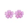 GRACE JUN Silver Plated Opal Flower Shape Clip on Earrings Non Piercing for Women Luxury Cuff Ear Clip(Purple) view 1