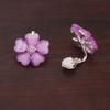 GRACE JUN Silver Plated Opal Flower Shape Clip on Earrings Non Piercing for Women Luxury Cuff Ear Clip(Purple) view 2