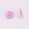 GRACE JUN Silver Plated Opal Flower Shape Clip on Earrings Non Piercing for Women Luxury Cuff Ear Clip(Purple) view 4