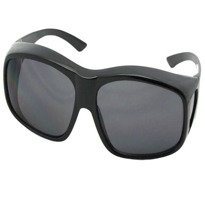 Sunglass Rage Largest Non Polarized Fit over Sunglasses Style F19 (Black Frame-Non Polarized Gray Lenses)