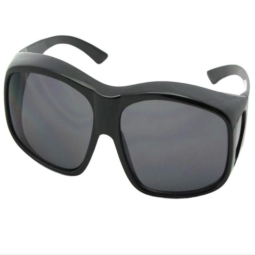 Sunglass Rage Largest Non Polarized Fit over Sunglasses Style F19 (Black Frame-Non Polarized Gray Lenses)