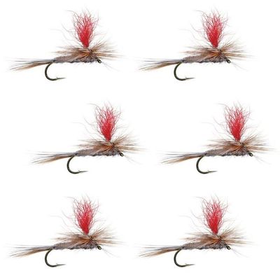 The Fly Fishing Place Hi-Visibility Parachute Adams Classic Trout Dry Fly Fishing Flies - Set of 6 Flies Size 14