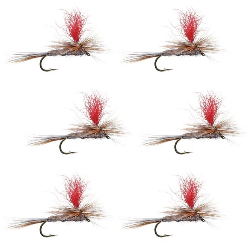 The Fly Fishing Place Hi-Visibility Parachute Adams Classic Trout Dry Fly Fishing Flies - Set of 6 Flies Size 14