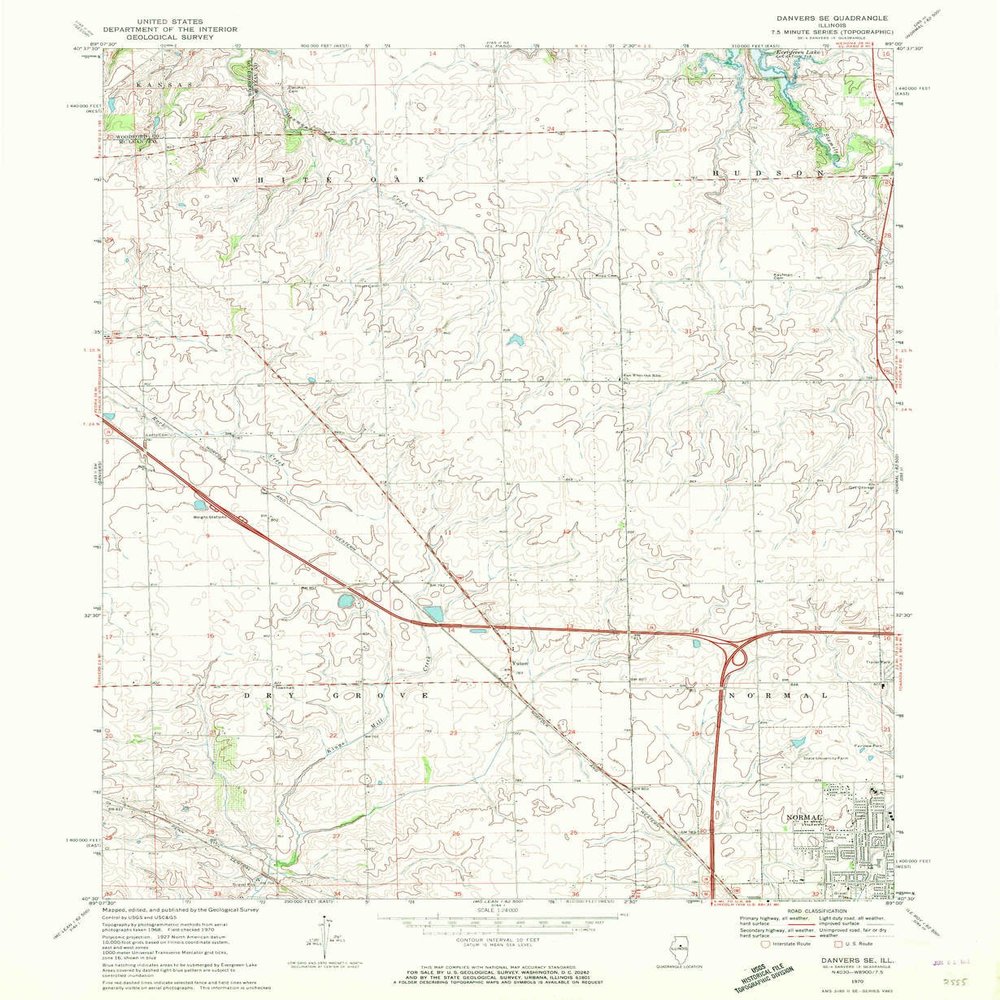 YellowMaps Danvers SE IL topo map, 1:24000 Scale, 7.5 X 7.5 Minute, Historical, 1970, Updated 1972, 26.8 x 22 in - Tyvek