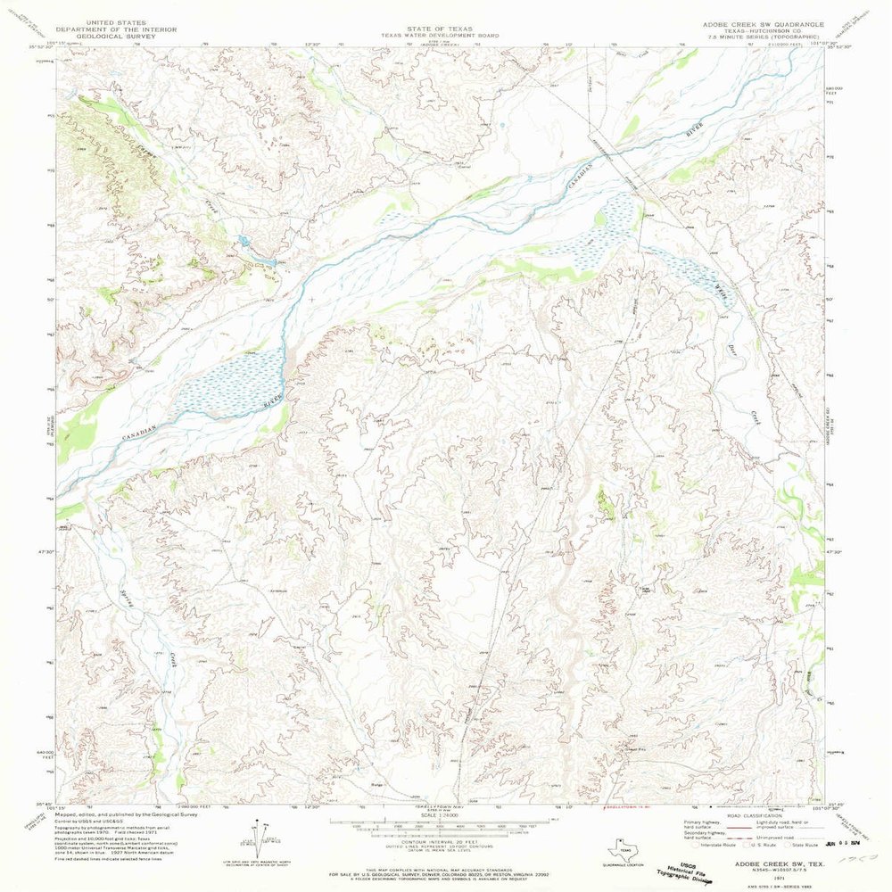 YellowMaps Adobe Creek SW TX topo map, 1:24000 Scale, 7.5 X 7.5 Minute, Historical, 1971, Updated 1974, 26.7 x 21.4 in - Tyvek